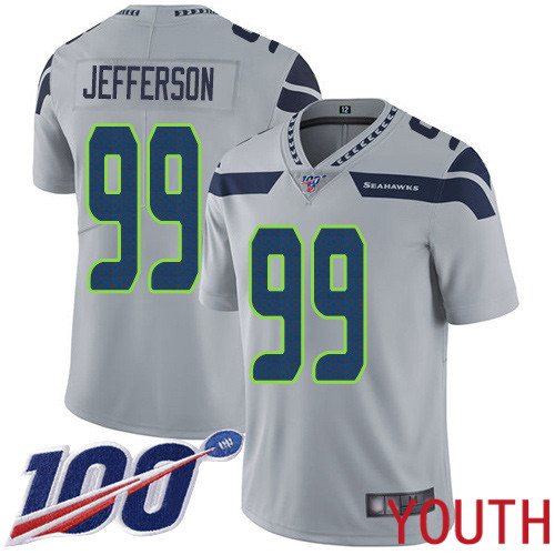 Seattle Seahawks Limited Grey Youth Quinton Jefferson Alternate Jersey NFL Football #99 100th Season Vapor Untouchable->seattle seahawks->NFL Jersey